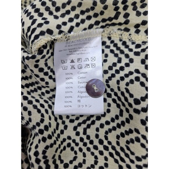 BeachGold Rayon Midi Dress Womens M Surplice Wrap Bodice Blue Ivory - Picture 8 of 9